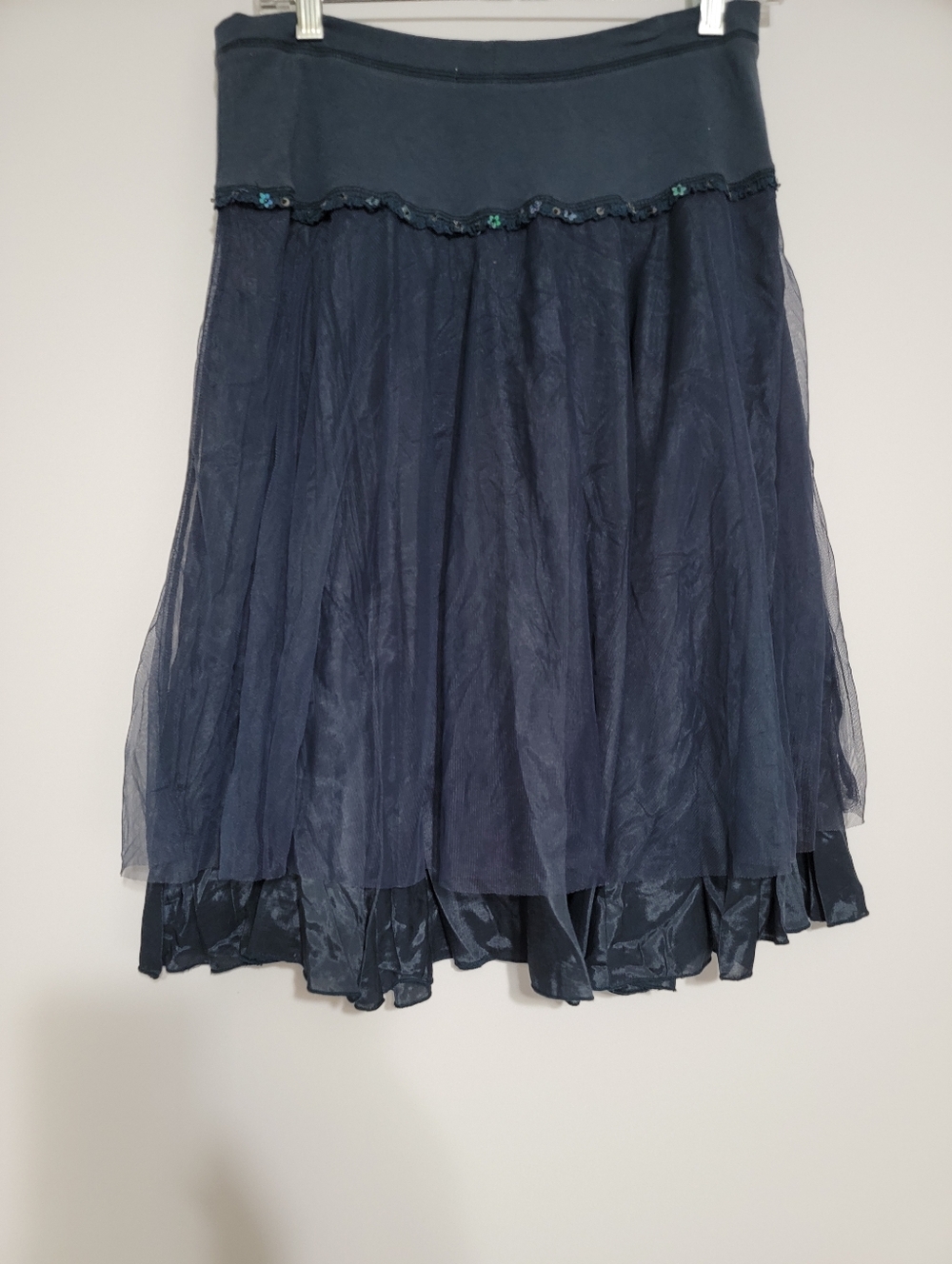 Free People Y2K Vintage Navy Blue Tulle A-Line Skirt Size 6 - Picture 3 of 4